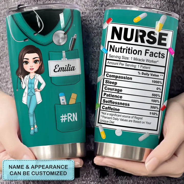 Nurse Nutrition Facts V3 - Personalized Custom Tumbler - Nurse's Day, Appreciation Gift For Nurse