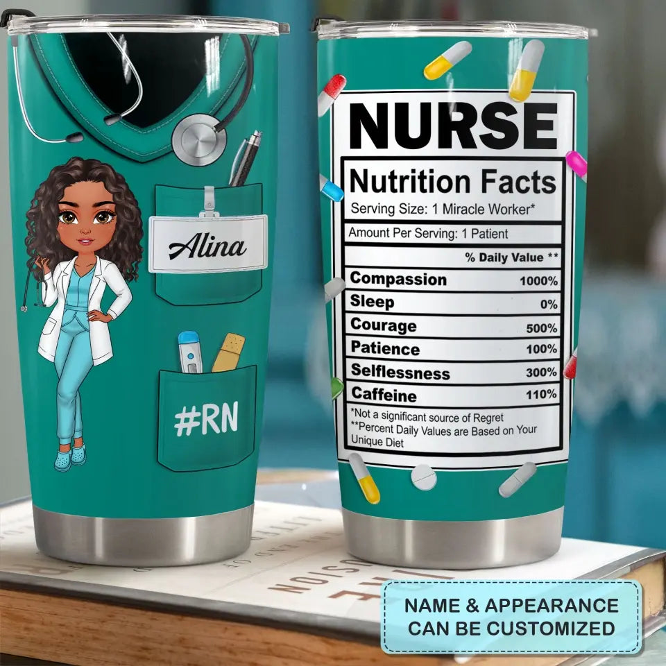 Nurse Nutrition Facts V3 - Personalized Custom Tumbler - Nurse's Day, Appreciation Gift For Nurse