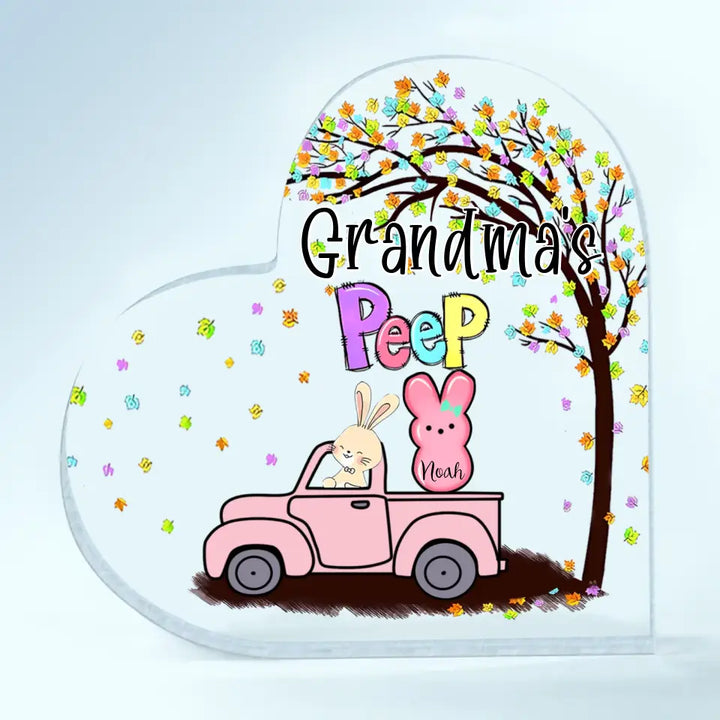 Grandma's Peeps - Personalized Custom Heart-shaped Acrylic Plaque - Easter, Mother's Day Gift For Grandma, Mom