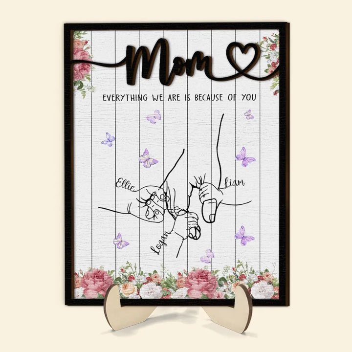 We Love You Mom - Personalized Custom 2-Layer Wooden Plaque - Mother's Day Gift For Family Members, Mom