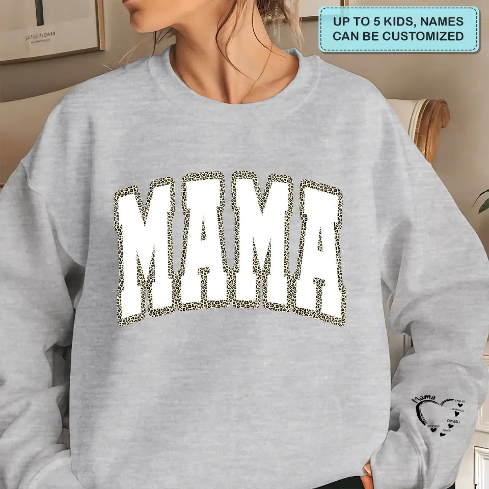 Mama Leopard - Personalized Custom Sweatshirt - Mother's Day, Easter Day Gift For Grandma, Mom