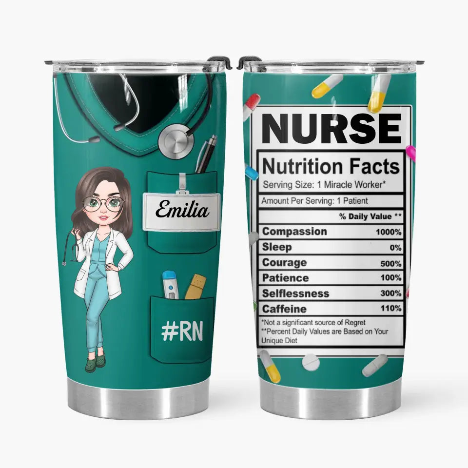 Nurse Nutrition Facts V3 - Personalized Custom Tumbler - Nurse's Day, Appreciation Gift For Nurse