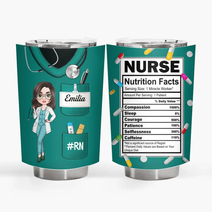 Nurse Nutrition Facts V3 - Personalized Custom Tumbler - Nurse's Day, Appreciation Gift For Nurse