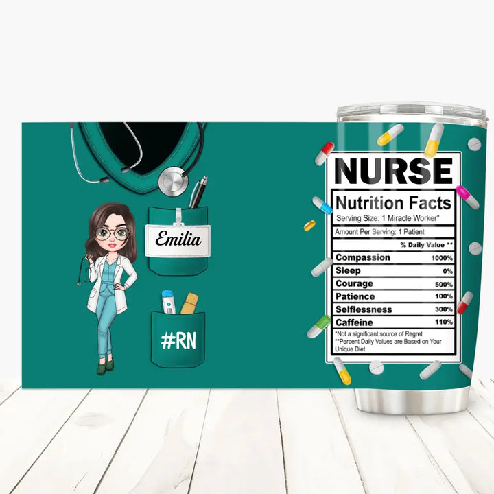 Nurse Nutrition Facts V3 - Personalized Custom Tumbler - Nurse's Day, Appreciation Gift For Nurse