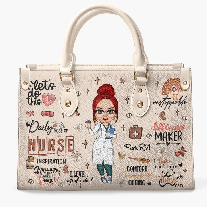 Nurse Inspiration - Personalized Custom Leather Bag - Nurse's Day, Appreciation Gift For Nurse