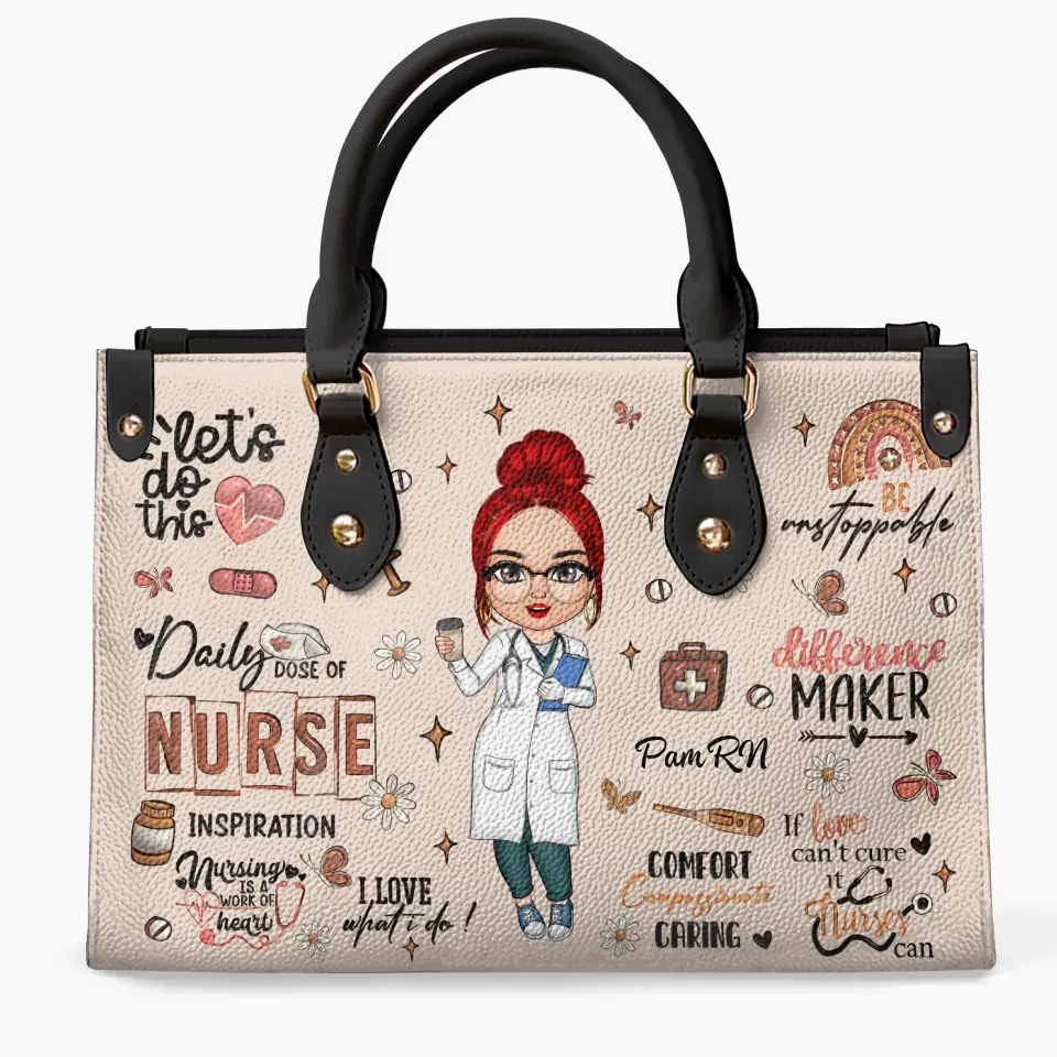Nurse Inspiration - Personalized Custom Leather Bag - Nurse's Day, Appreciation Gift For Nurse