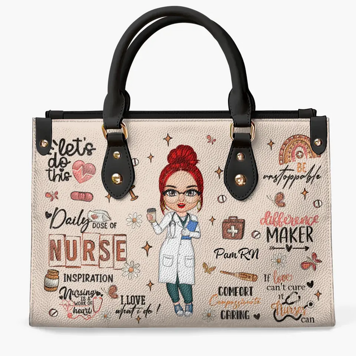 Nurse Inspiration - Personalized Custom Leather Bag - Nurse's Day, Appreciation Gift For Nurse