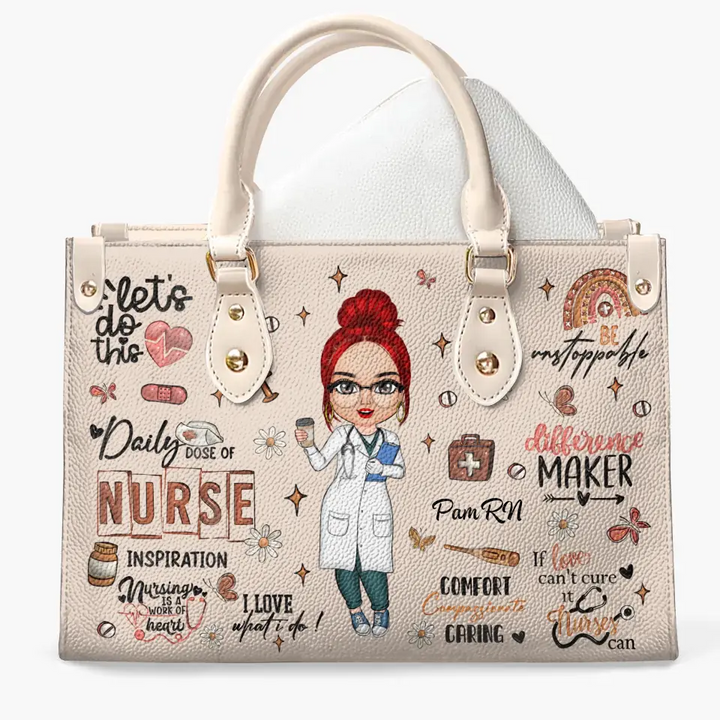 Nurse Inspiration - Personalized Custom Leather Bag - Nurse's Day, Appreciation Gift For Nurse