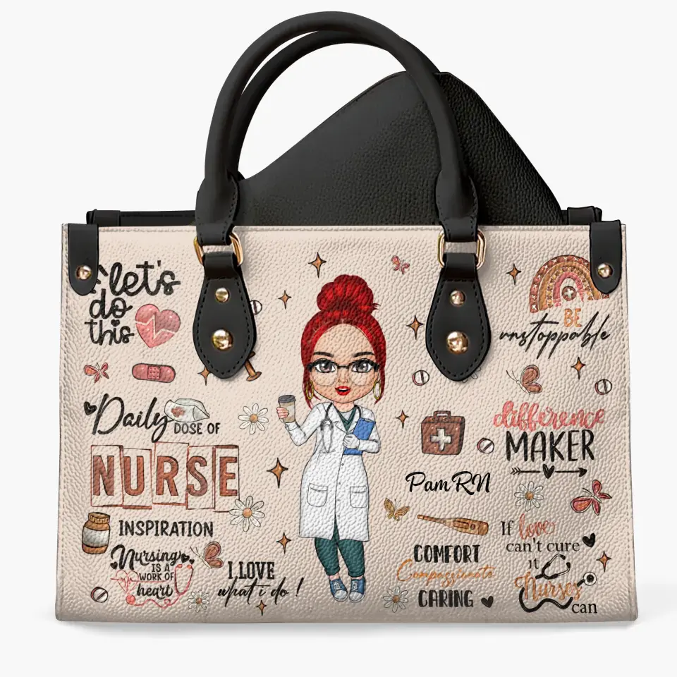 Nurse Inspiration - Personalized Custom Leather Bag - Nurse's Day, Appreciation Gift For Nurse