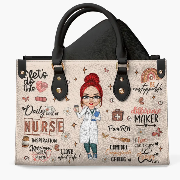 Nurse Inspiration - Personalized Custom Leather Bag - Nurse's Day, Appreciation Gift For Nurse