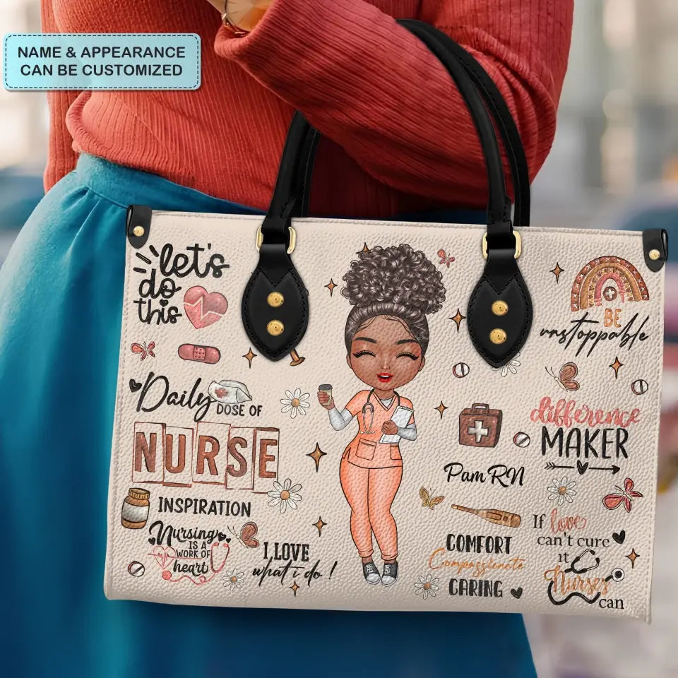 Nurse Inspiration - Personalized Custom Leather Bag - Nurse's Day, Appreciation Gift For Nurse