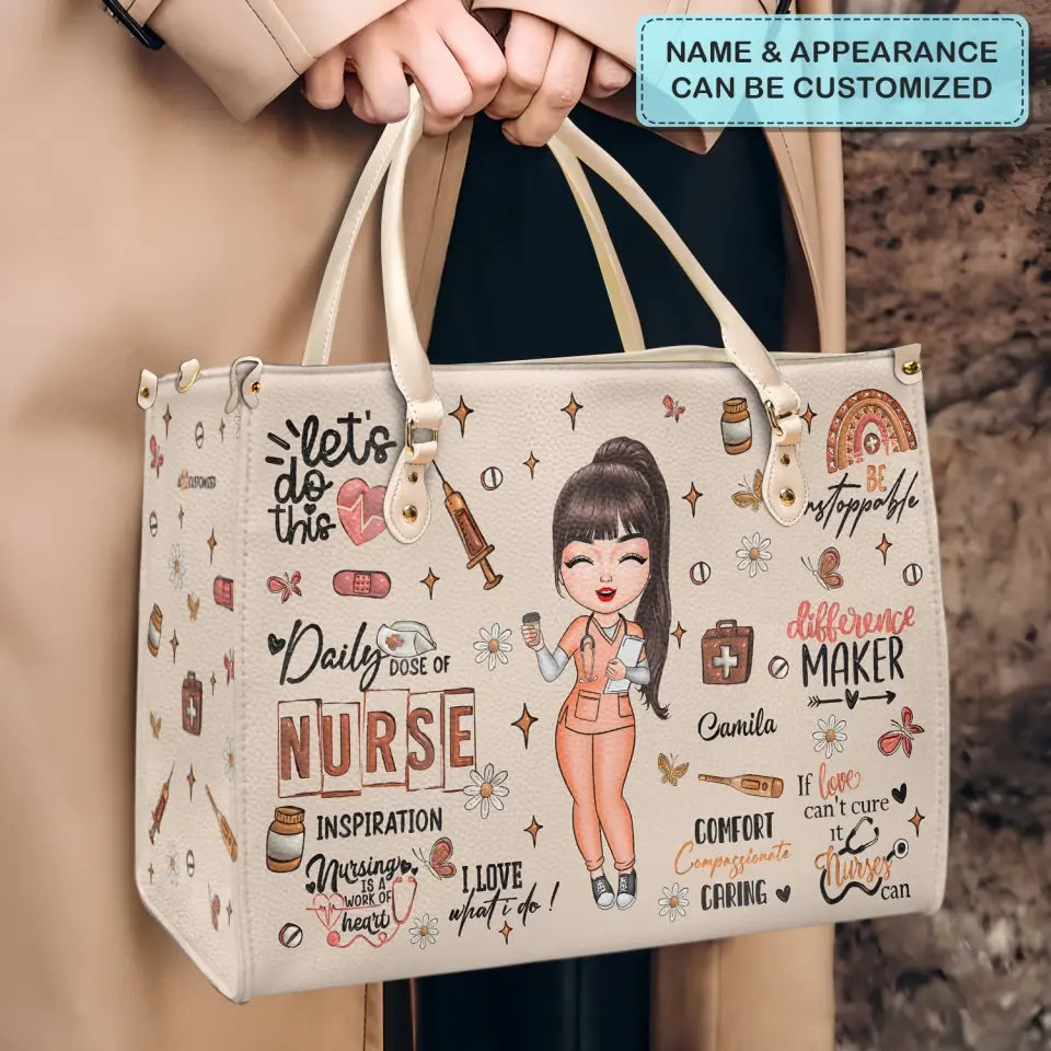 Nurse Inspiration - Personalized Custom Leather Bag - Nurse's Day, Appreciation Gift For Nurse