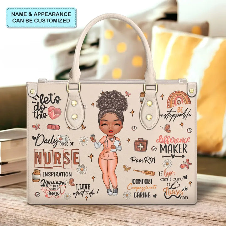 Nurse Inspiration - Personalized Custom Leather Bag - Nurse's Day, Appreciation Gift For Nurse