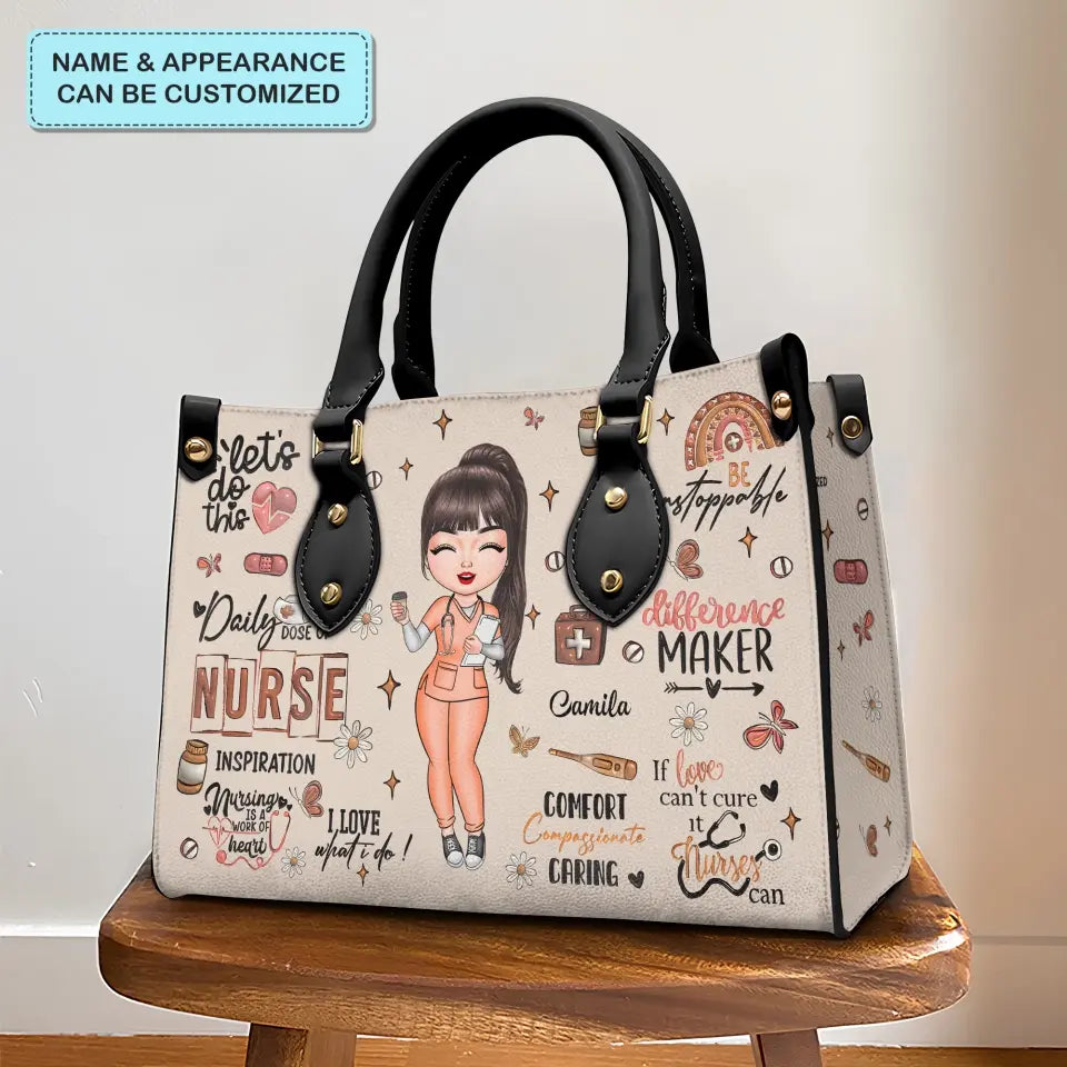 Nurse Inspiration - Personalized Custom Leather Bag - Nurse's Day, Appreciation Gift For Nurse