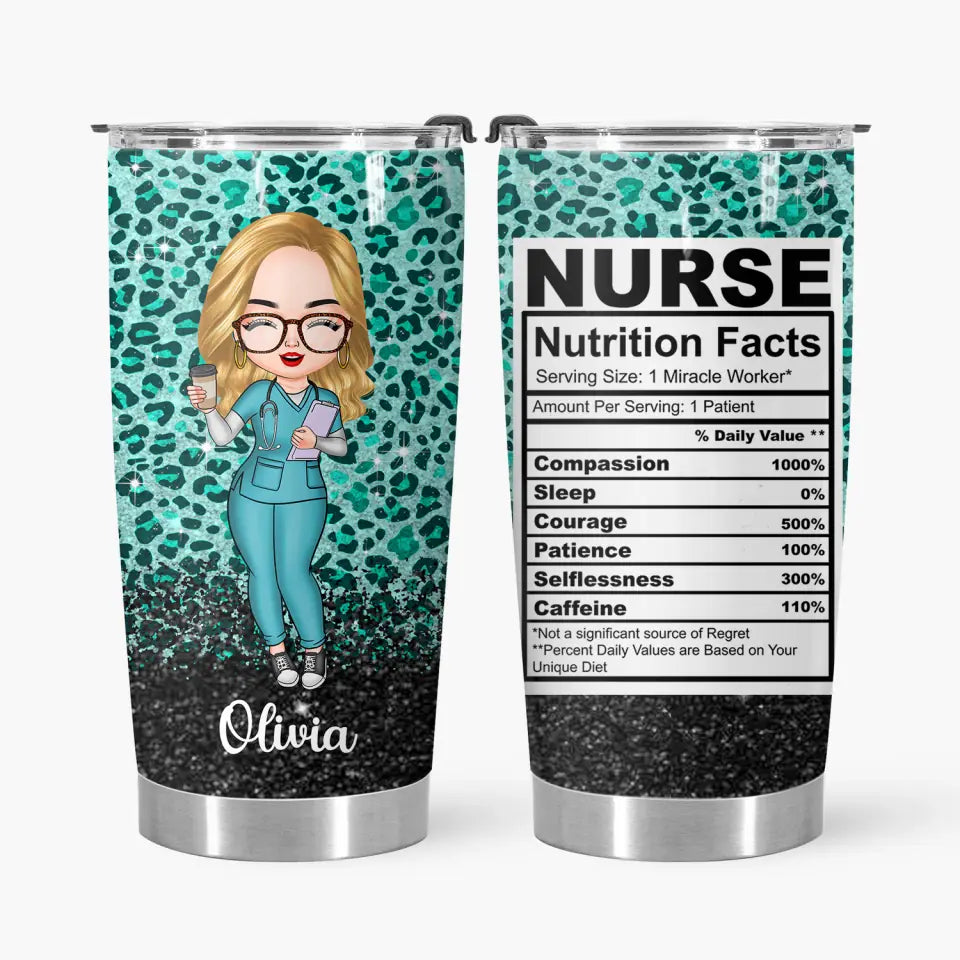 Nurse Nutrition Facts - Personalized Custom Tumbler - Nurse's Day, Appreciation Gift For Nurse