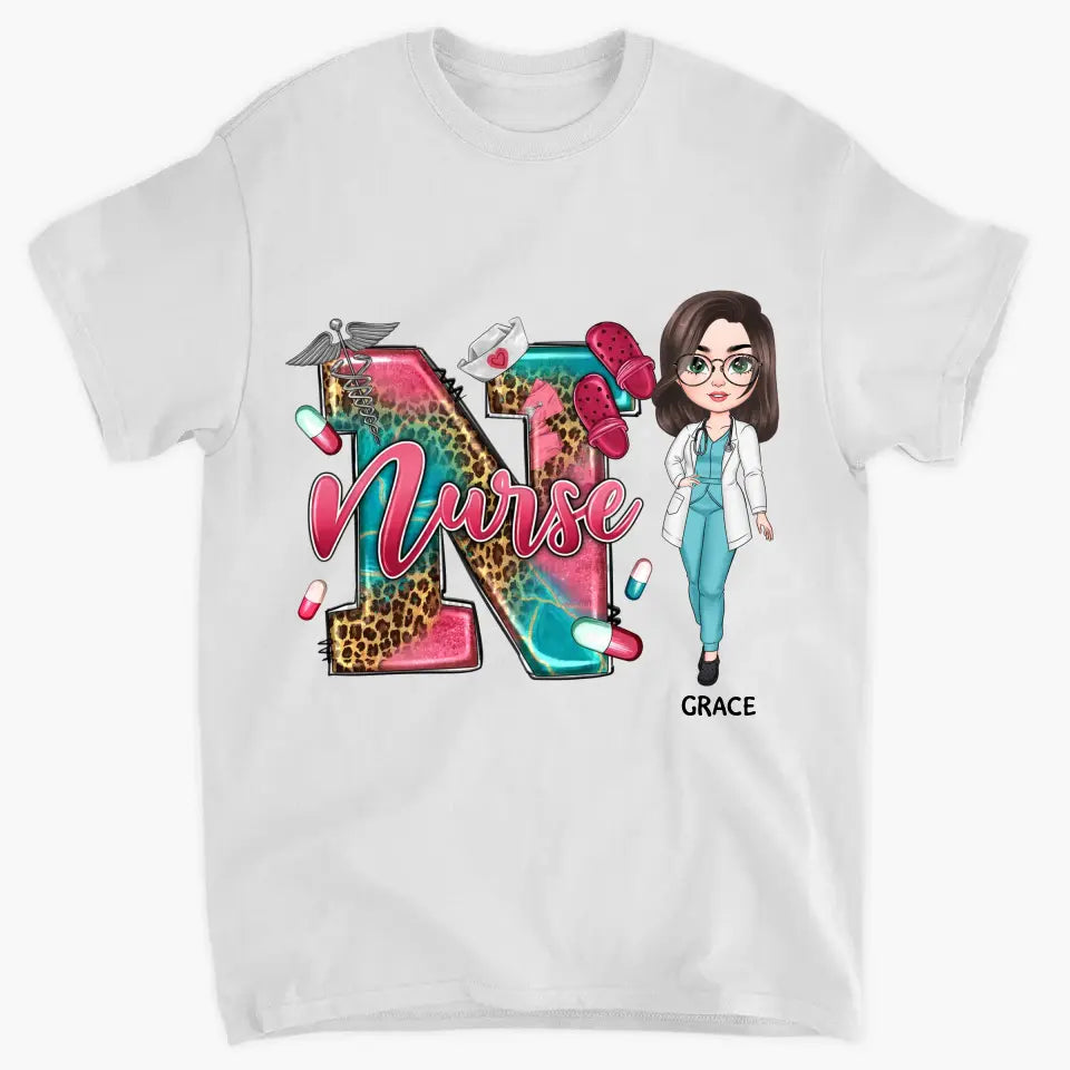 Leopard Nurse - Personalized Custom T-shirt - Nurse's Day, Appreciation Gift For Nurse