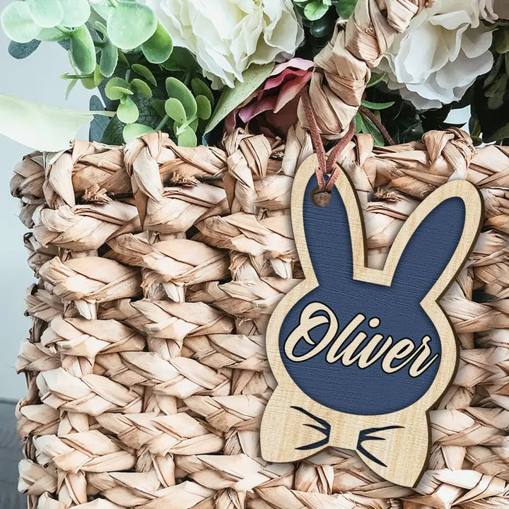 Bunny Easter Basket Child Gift - Personalized Custom Basket Tag - Easter Gift For Family Members, Grandma, Mom