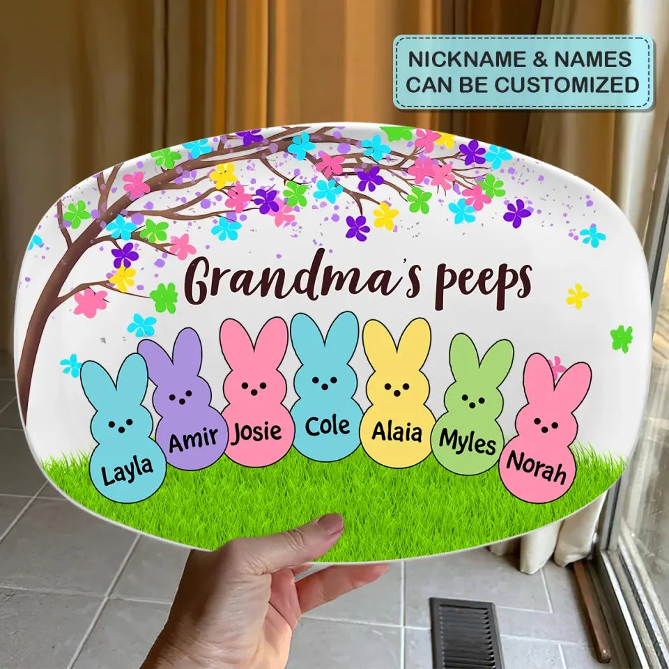 Grandmas Peeps New Ver - Personalized Custom Platter - Easter Gift For Grandma, Mom, Family Members