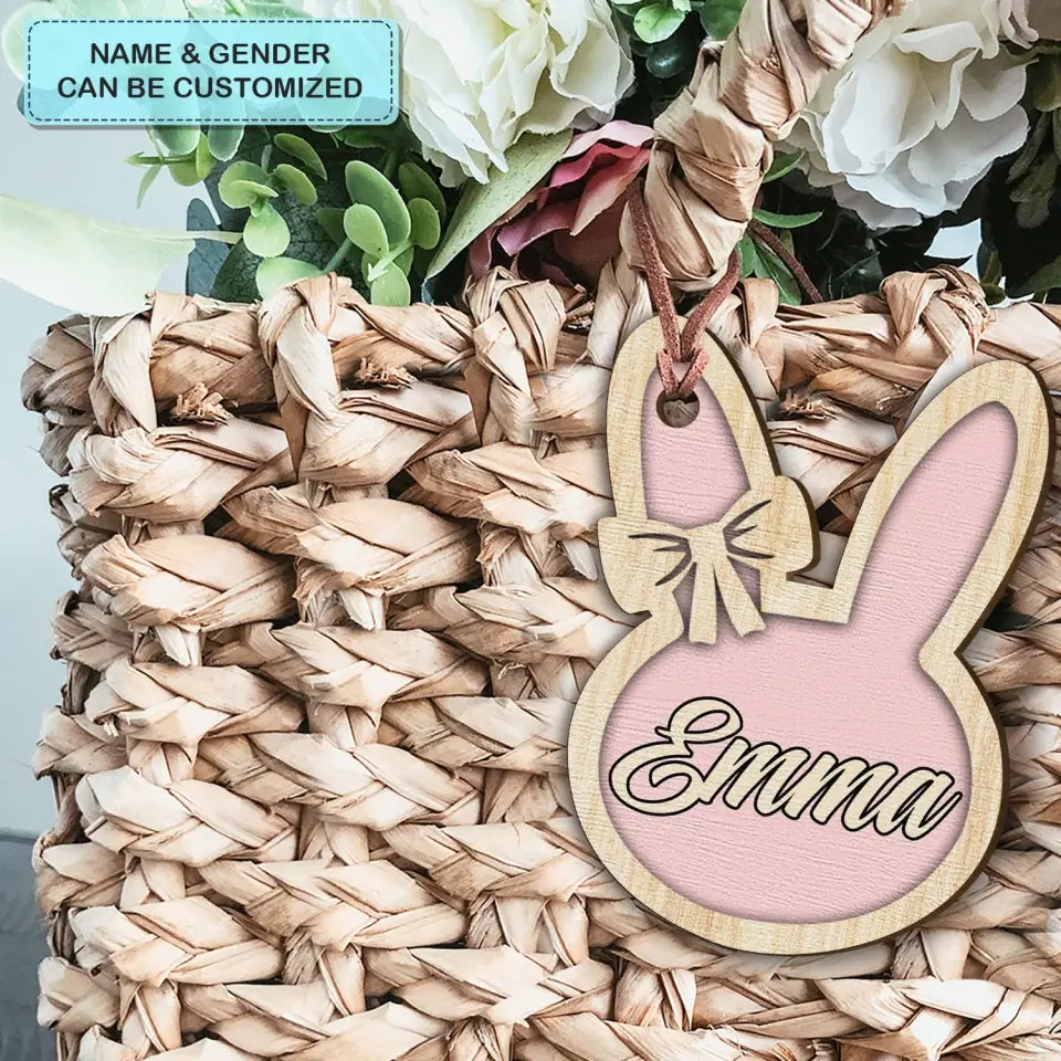Bunny Easter Basket Child Gift - Personalized Custom Basket Tag - Easter Gift For Family Members, Grandma, Mom