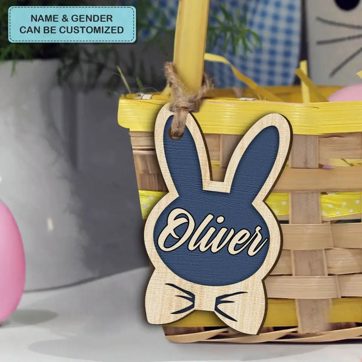 Bunny Easter Basket Child Gift - Personalized Custom Basket Tag - Easter Gift For Family Members, Grandma, Mom