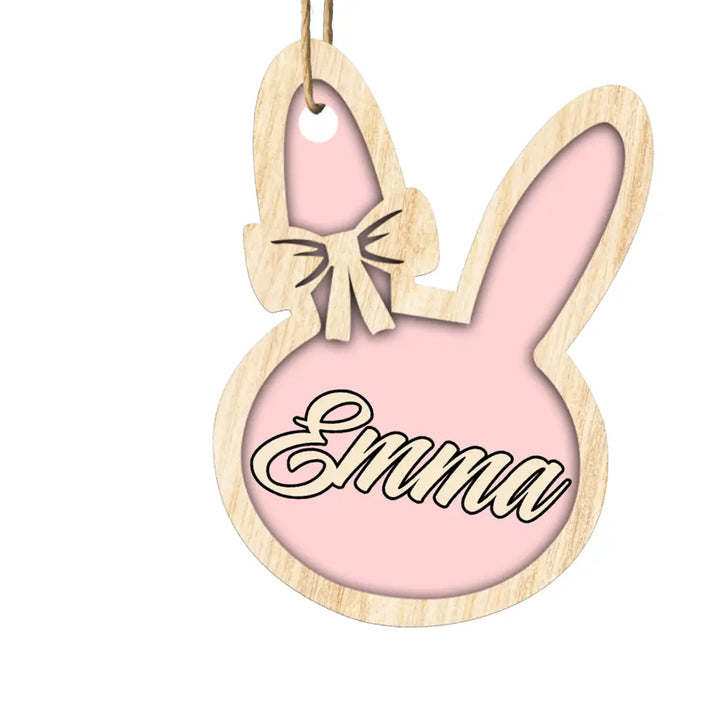 Bunny Easter Basket Child Gift - Personalized Custom Basket Tag - Easter Gift For Family Members, Grandma, Mom