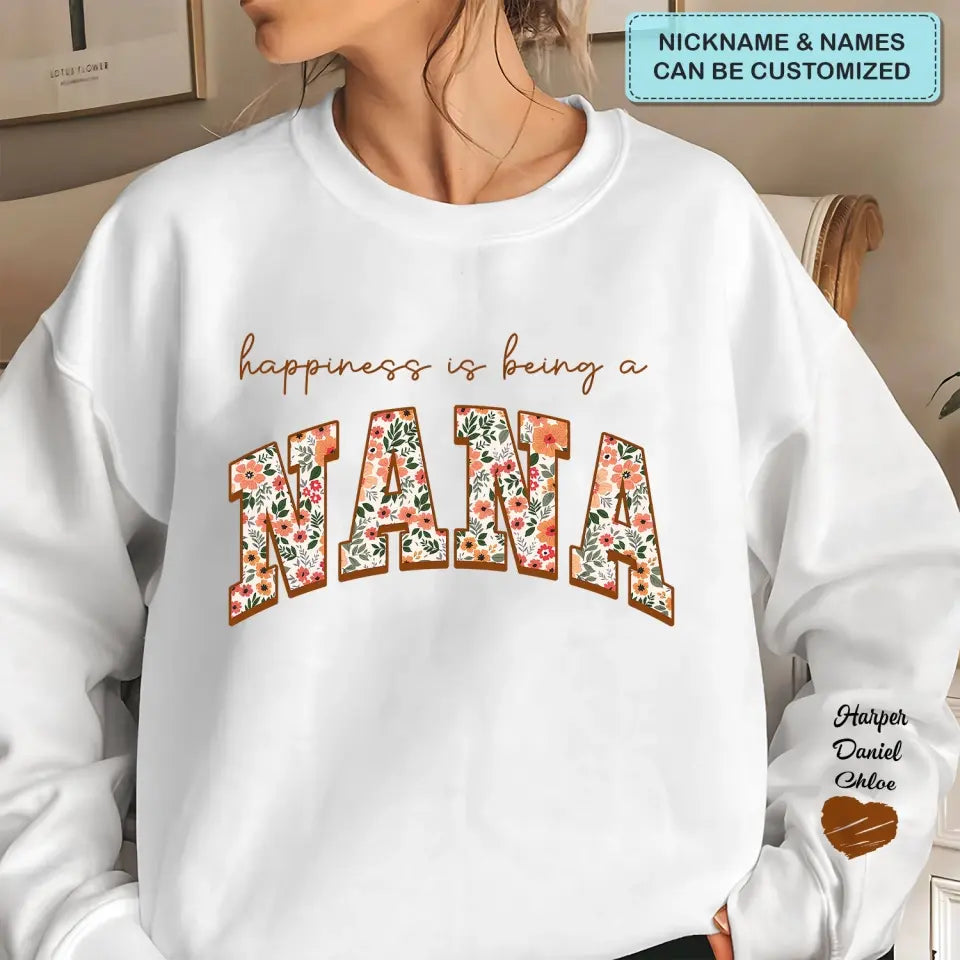 Happiness Is Being A Mama  - Personalized Custom Sweatshirt - Mother's Day Gift For Grandma, Mom, Family Members