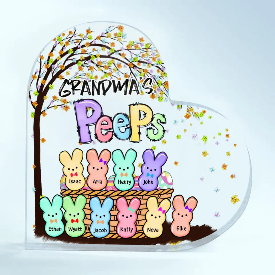 Nana's Peeps - Personalized Custom Heart-shaped Acrylic Plaque - Easter, Mother's Day Gift For Grandma, Mom