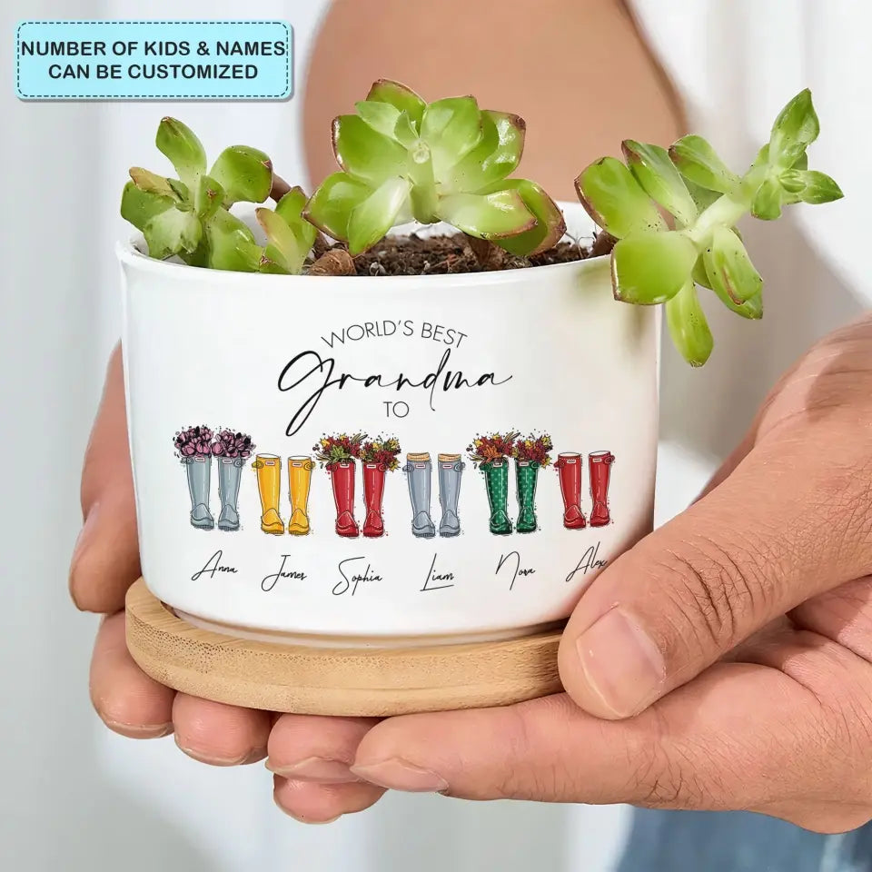 World's Best Grandma - Personalized Plant Pot - Mother's Day, Birthday Gift For Mom, Grandma