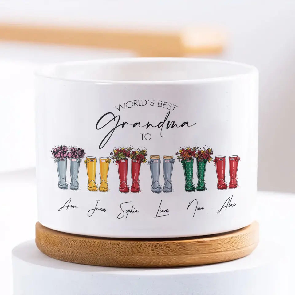 World's Best Grandma - Personalized Plant Pot - Mother's Day, Birthday Gift For Mom, Grandma