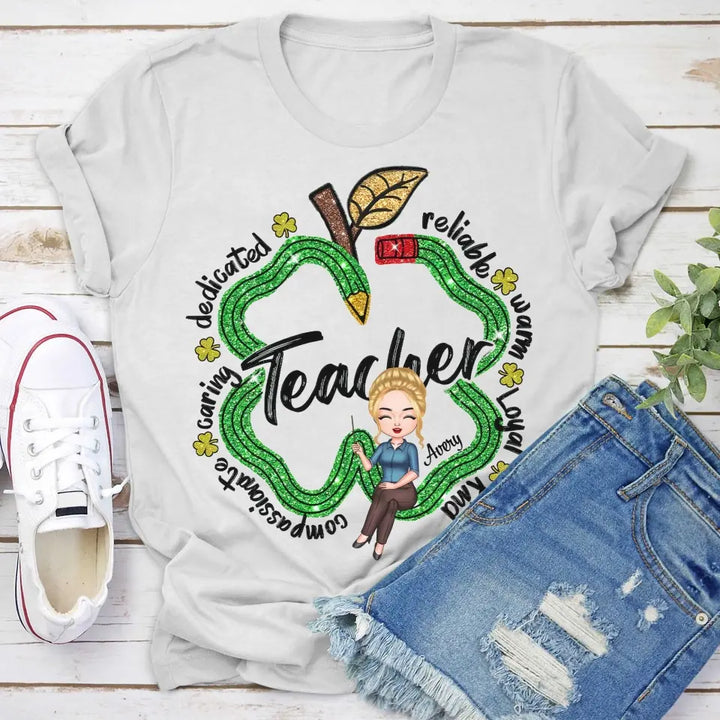 One Lucky Teacher- Personalized Custom T-shirt - Teacher's Day, Appreciation Gift For Teacher
