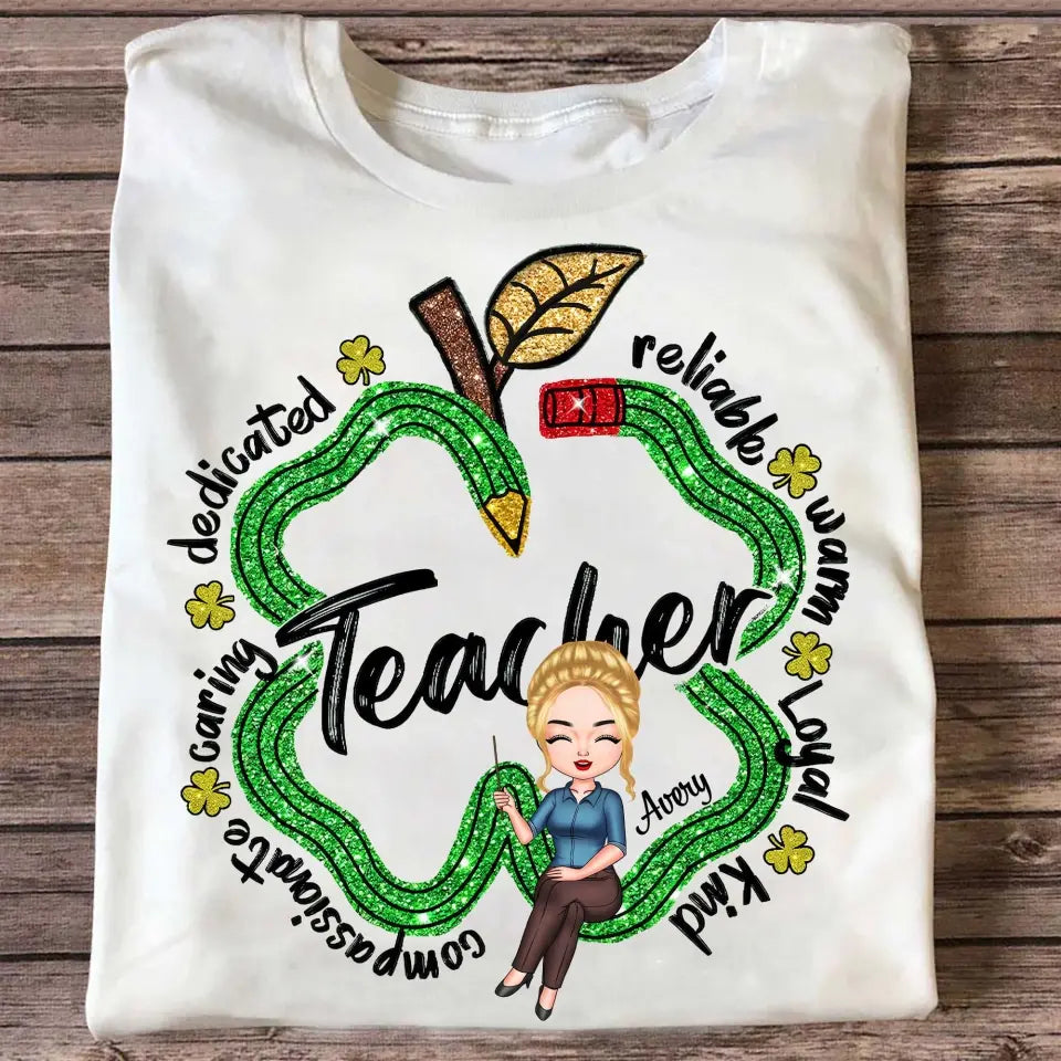 One Lucky Teacher- Personalized Custom T-shirt - Teacher's Day, Appreciation Gift For Teacher