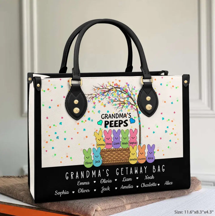 Grandma's Peeps- Personalized Custom Leather Bag - Mother's Day Gift For Grandma, Mom, Family Members