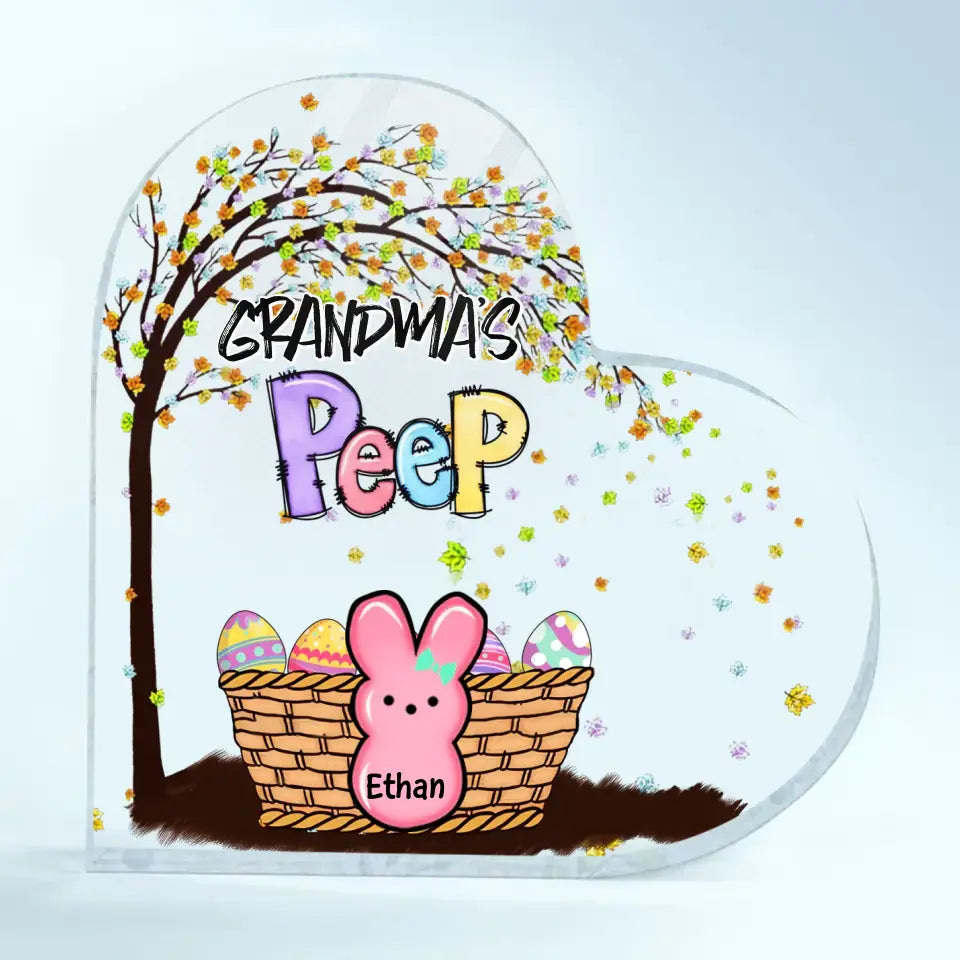 Nana's Peeps - Personalized Custom Heart-shaped Acrylic Plaque - Easter, Mother's Day Gift For Grandma, Mom