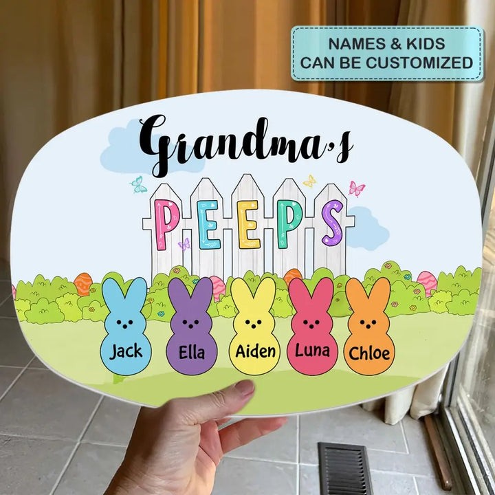 Grandma's Peeps Easter - Personalized Custom Platter - Easter Gift For Grandma, Mom, Family Members
