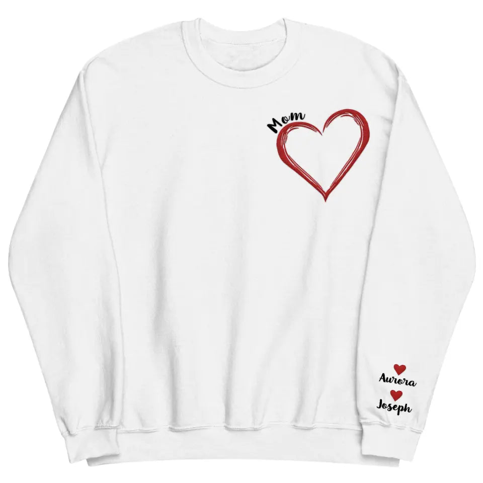 Heart Mom - Personalized Custom Embroidered Sweatshirt - Gift For Mom, Family Members