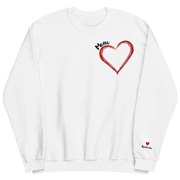 Heart Mom - Personalized Custom Embroidered Sweatshirt - Gift For Mom, Family Members