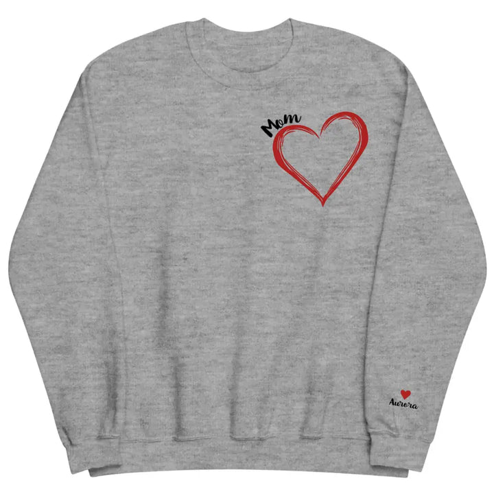 Heart Mom - Personalized Custom Embroidered Sweatshirt - Gift For Mom, Family Members