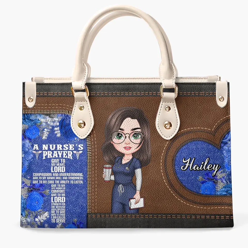 Nurses Prayer - Personalized Custom Leather Bag - Nurse's Day, Appreciation Gift For Nurse