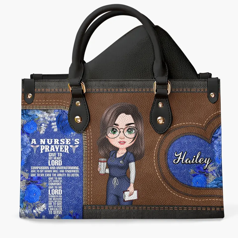 Nurses Prayer - Personalized Custom Leather Bag - Nurse's Day, Appreciation Gift For Nurse