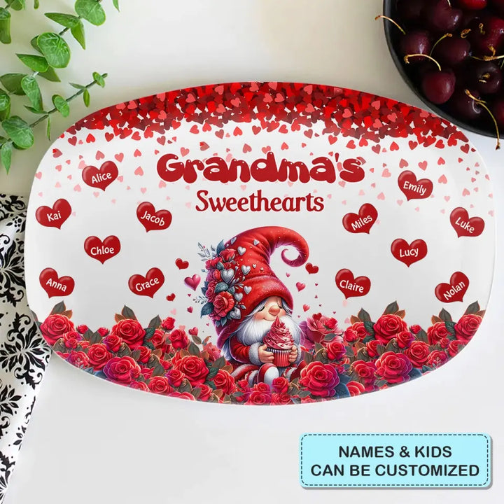 Grandma's Sweethearts - Personalized Custom Platter - Gift For Grandma, Mom, Family Members