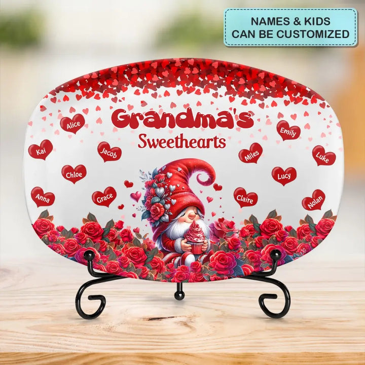 Grandma's Sweethearts - Personalized Custom Platter - Gift For Grandma, Mom, Family Members