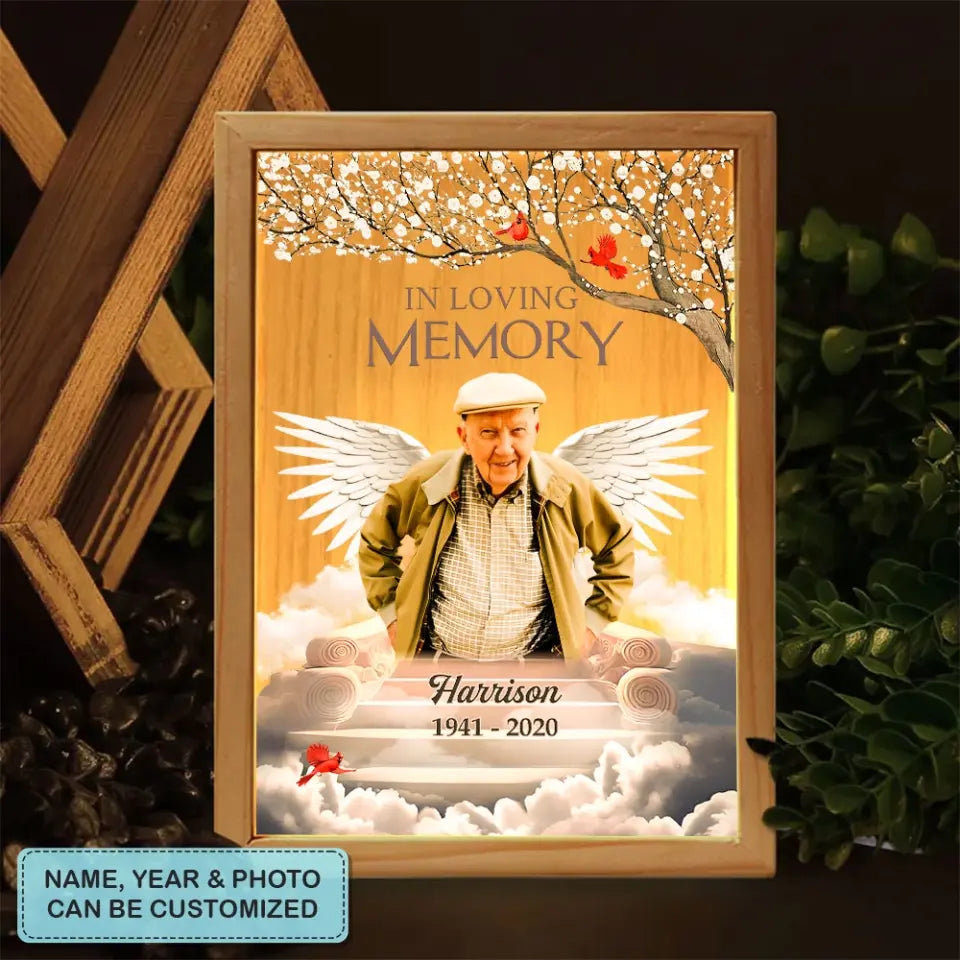 In Loving Memory - Personalized Custom Photo Frame Box - Memorial Gift For Family Members