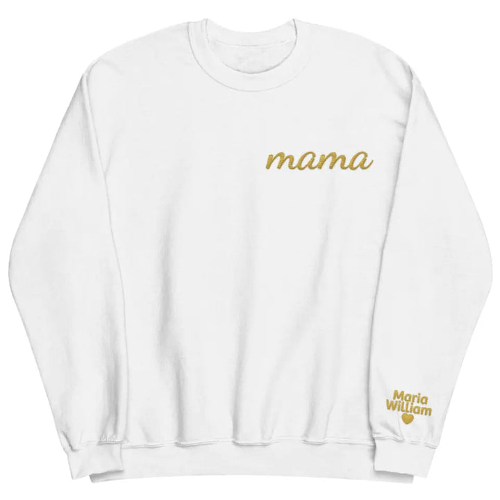 Mama With Kids Name - Personalized Custom Embroidered Sweatshirt - Gift For Mom, Family Members