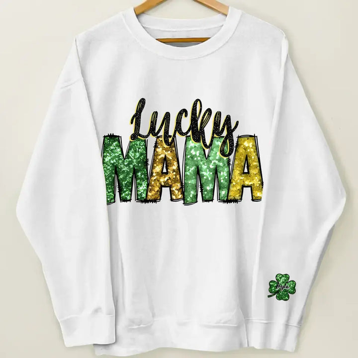 Lucky Mama - Personalized Custom Sweatshirt - Patrick's Day, Mother's Day Gift For Grandma, Mom, Family Members