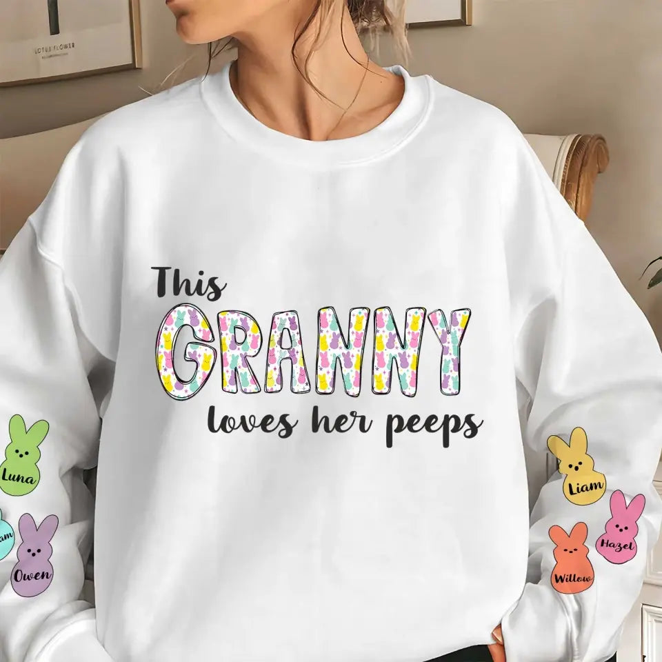 This Grandma Loves Her Peeps - Personalized Custom Sweatshirt - Mother's Day Gift For Grandma, Mom, Family Members