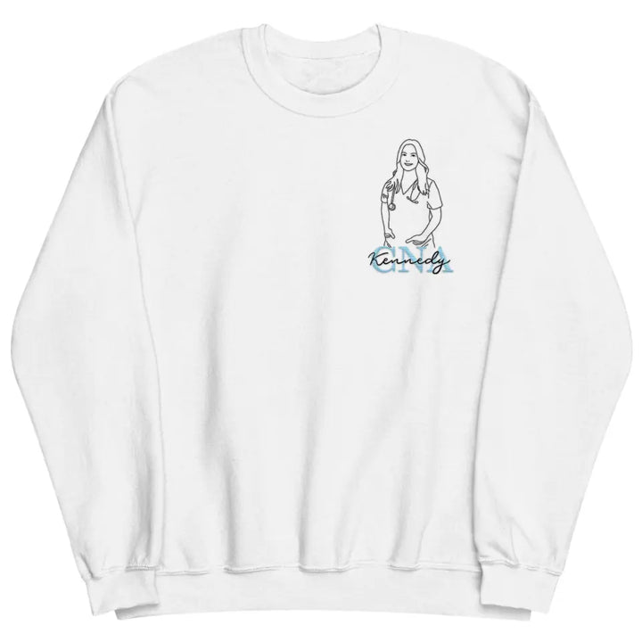 Nursing Is A Work Of Heart - Personalized Custom Embroidered Sweatshirt - Nurse's Day Gift For Nurse, CNA, CMA AGCPD077