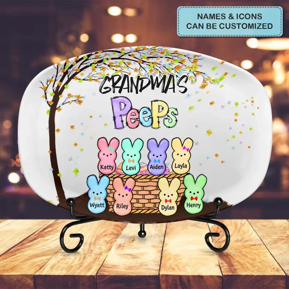 Grandma's Peeps - Personalized Custom Platter - Easter Gift For Grandma, Mom, Family Members