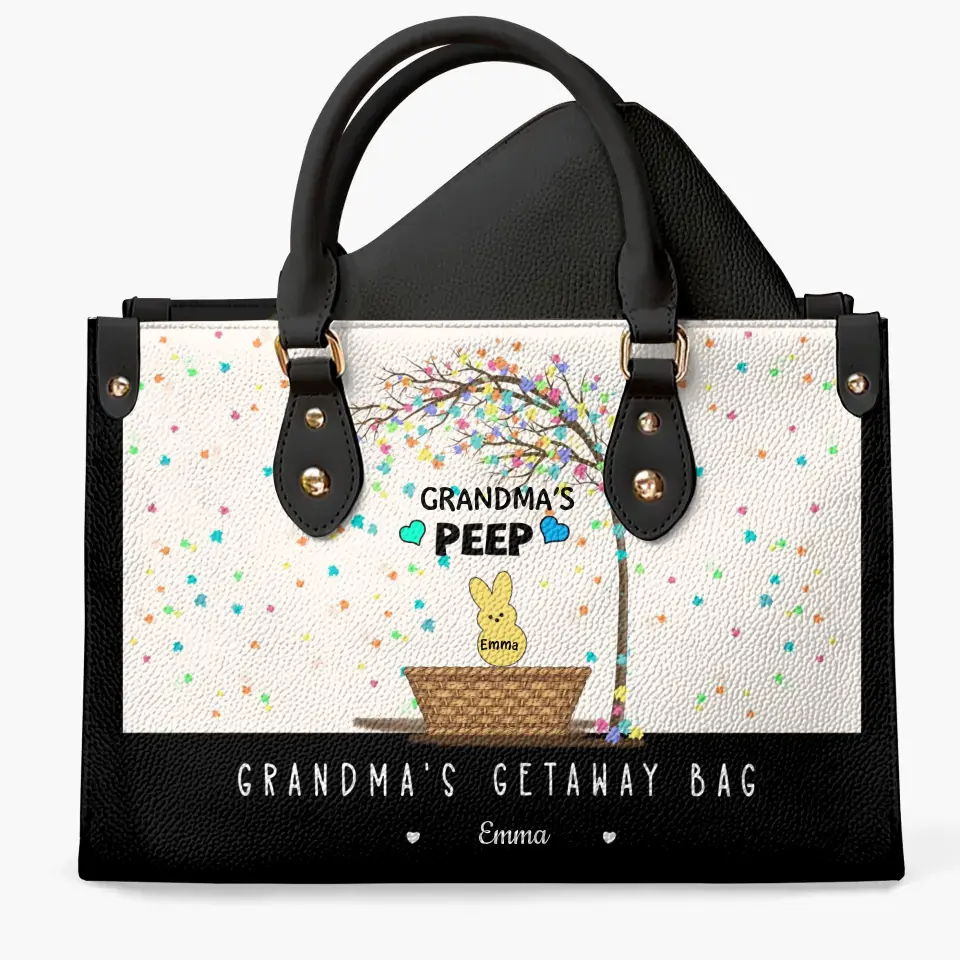 Grandma's Peeps- Personalized Custom Leather Bag - Mother's Day Gift For Grandma, Mom, Family Members