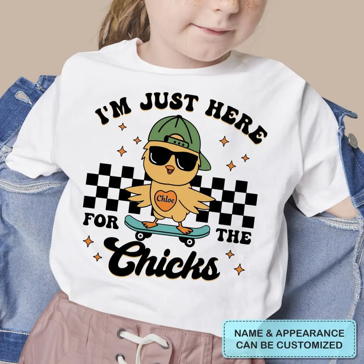 I'm Just Here For The Chicks - Personalized Custom Youth T-shirt - Easter Day's Gift For Kids, Family Members