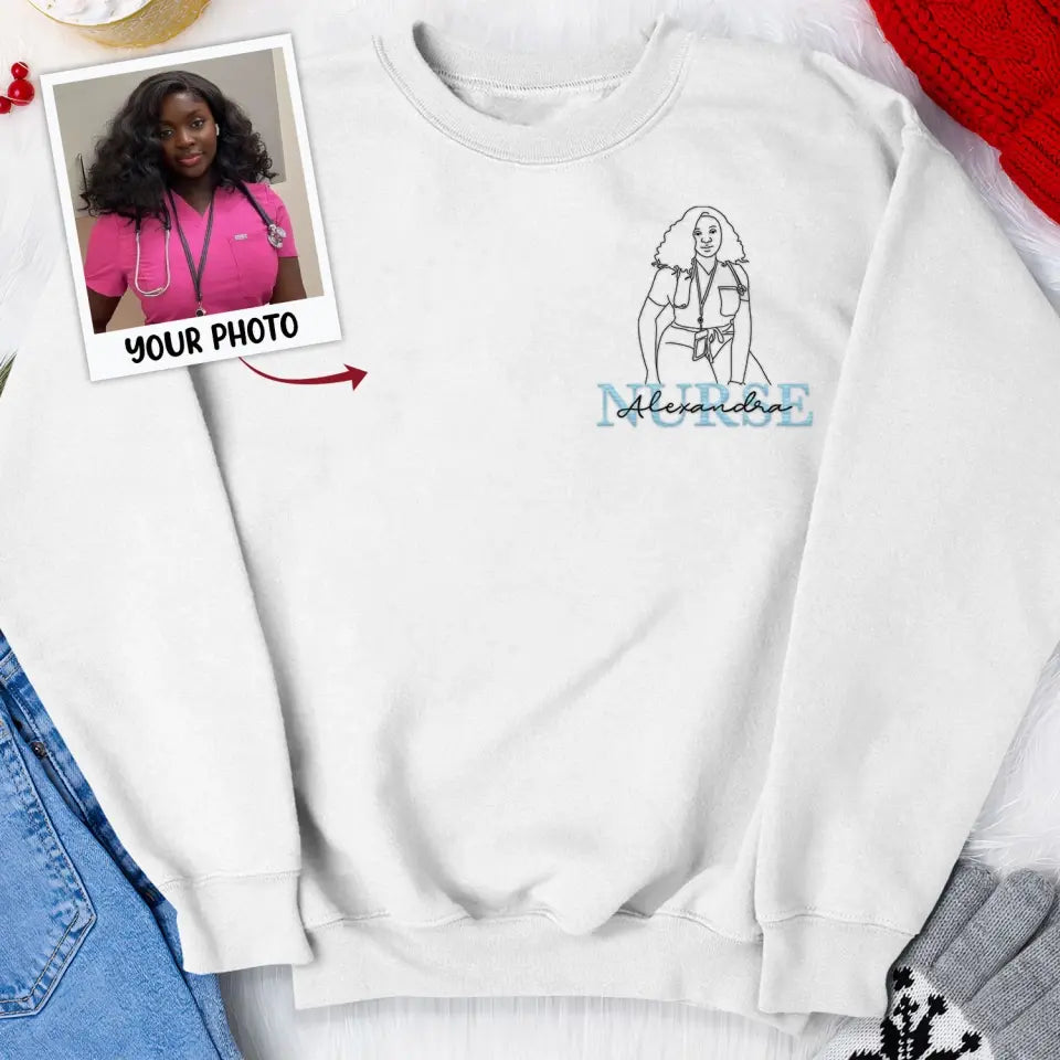 Nursing Is A Work Of Heart - Personalized Custom Embroidered Sweatshirt - Nurse's Day Gift For Nurse, CNA, CMA AGCPD077